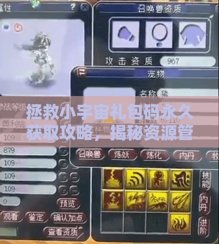 拯救小宇宙禮包碼永久獲取攻略，揭秘資源管理高效策略，實現(xiàn)價值最大化