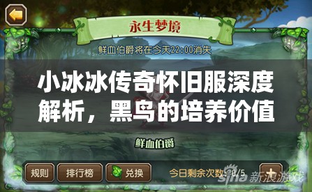 小冰冰傳奇懷舊服深度解析，黑鳥的培養(yǎng)價(jià)值與最佳陣容搭配策略
