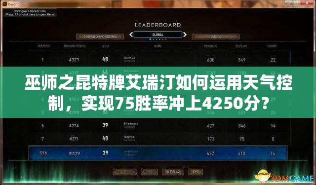 巫師之昆特牌艾瑞汀如何運(yùn)用天氣控制，實(shí)現(xiàn)75勝率沖上4250分？