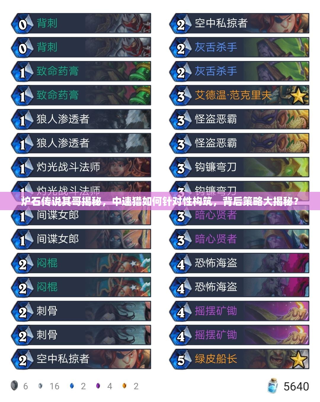 爐石傳說其哥揭秘，中速獵如何針對性構(gòu)筑，背后策略大揭秘？
