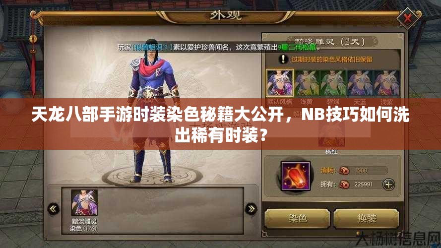 天龍八部手游時裝染色秘籍大公開，NB技巧如何洗出稀有時裝？
