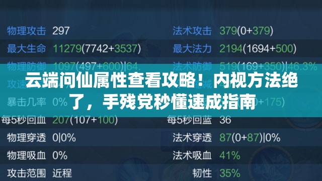 云端問仙屬性查看攻略！內(nèi)視方法絕了，手殘黨秒懂速成指南
